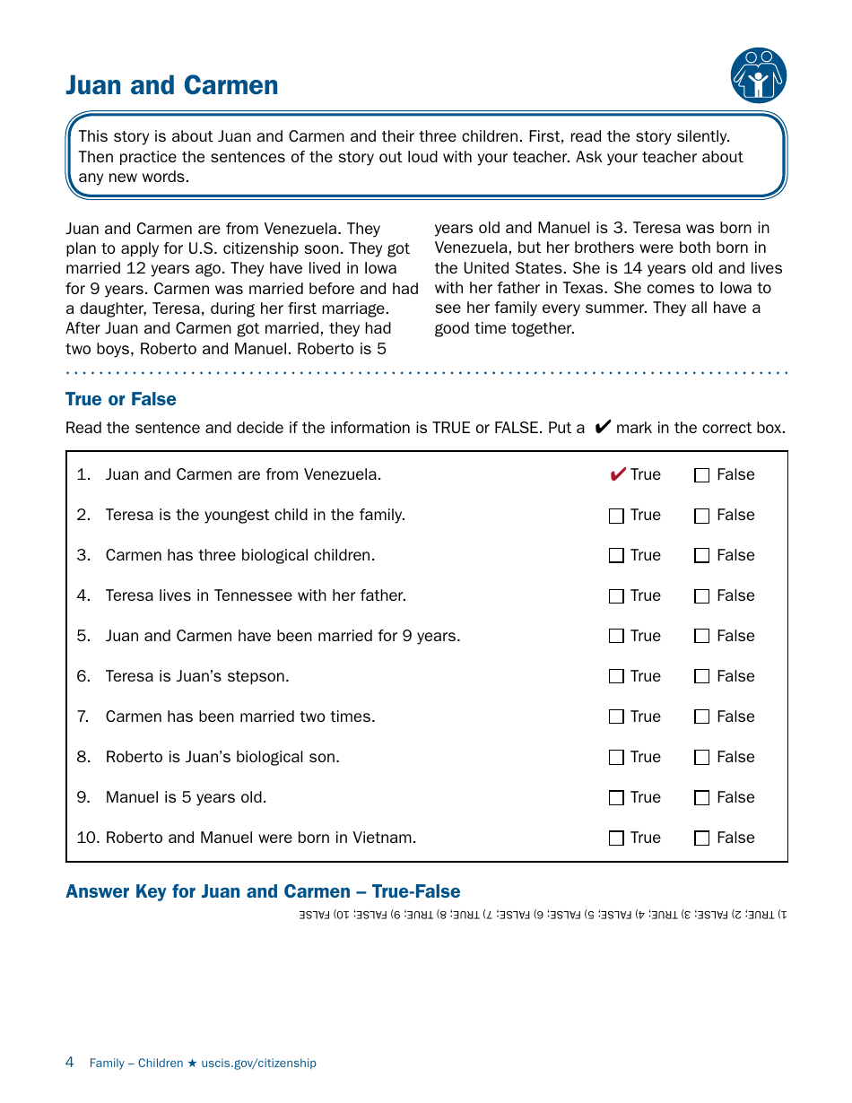 Form N-400 Family - Children - Vocabulary to Study, Page 4