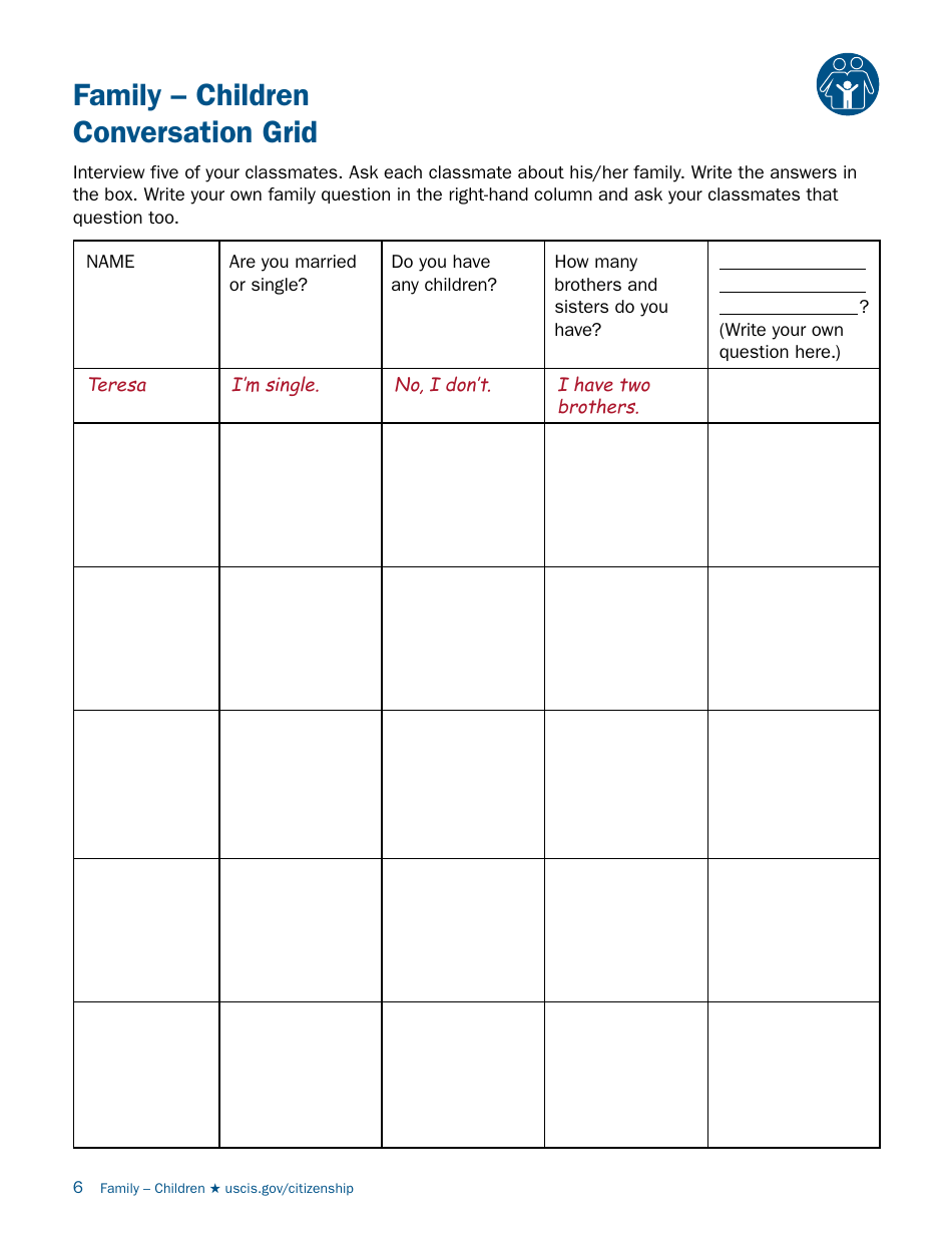 Form N-400 Family - Children - Vocabulary to Study, Page 6