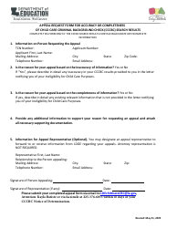 Document preview: Ppeal Request Form for Accuracy or Completeness of Child Care Criminal Background Check (Cccbc) Search Results - Louisiana