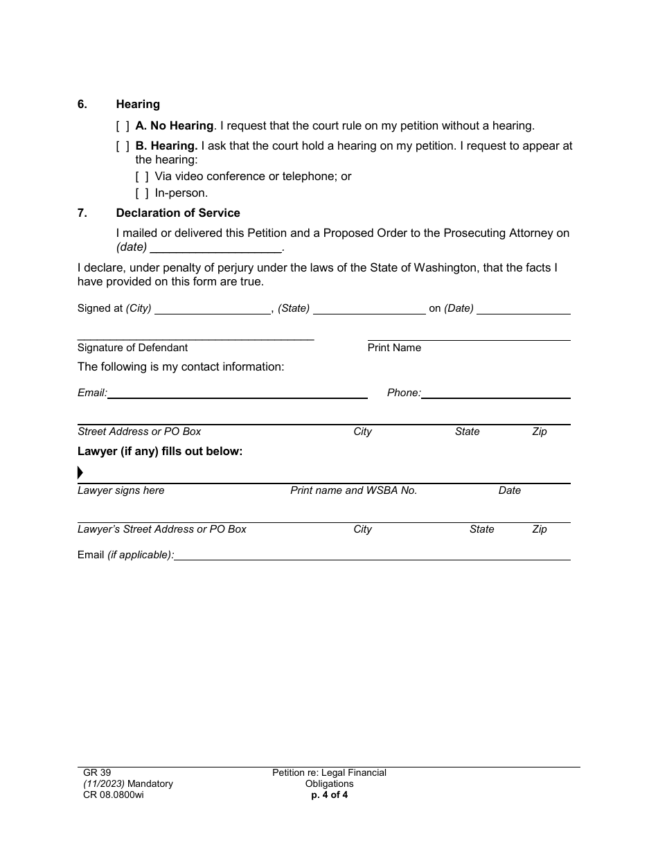 Form CR08.0800WI Petition Re: Legal Financial Obligation - Washington, Page 4