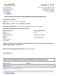 Document preview: Provincial Medical Assistance in Dying (Maid) Clinic Referral & Intake Form - Prince Edward Island, Canada