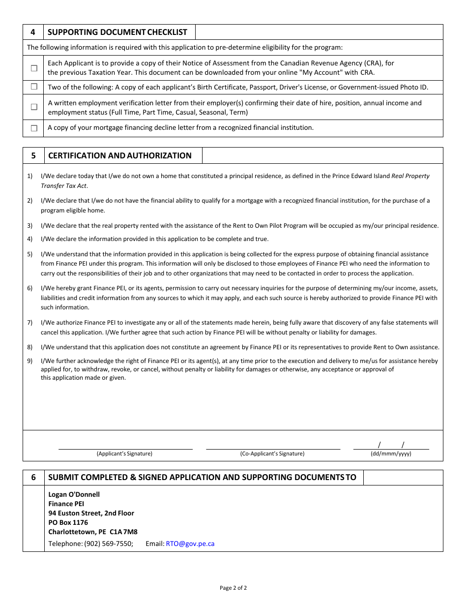 Rent to Own Pilot Program - Prince Edward Island, Canada, Page 2
