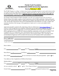 Document preview: Florida Youth Foundation Stars Scholarship Application - Florida, 2024