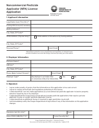 Noncommercial Pesticide Applicator (Npa) License Application - Oregon, Page 2