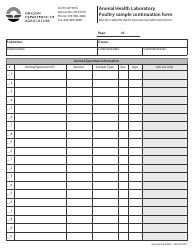 Document preview: Animal Health Laboratory Poultry Sample Continuation Form - Oregon