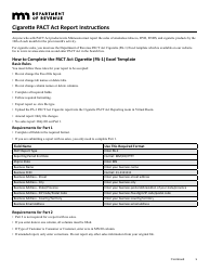 Instructions for Form PA-1 Cigarette Pact Act Report - Minnesota