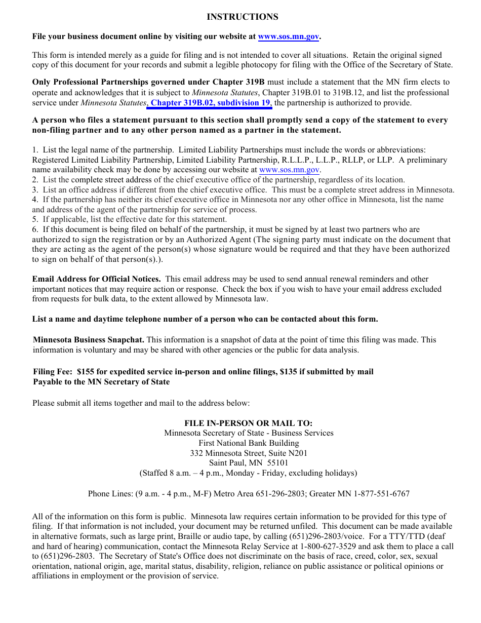 Minnesota Limited Liability Partnership Statement of Qualification - Minnesota, Page 4
