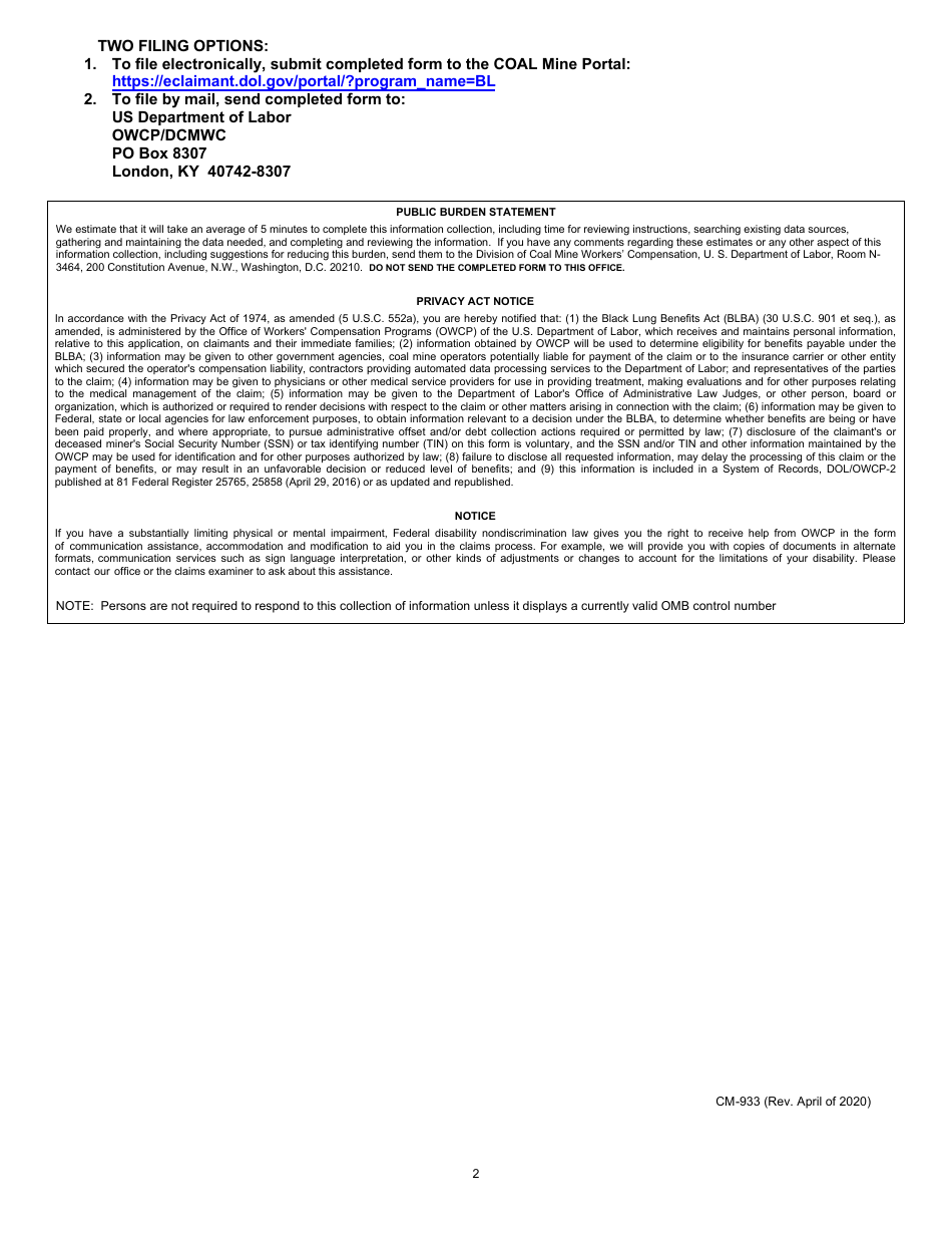 Form CM-933 Radiologic Interpretation, Page 2