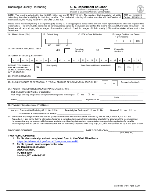 Form CM-933B  Printable Pdf