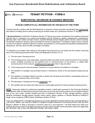 Form 516A Tenant Petition - Decrease in Housing Services - City and County of San Francisco, California, Page 4
