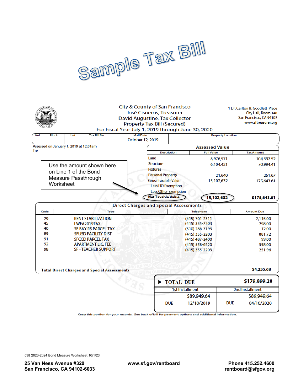 Form 538 Bond Measure Passthrough Worksheet - City and County of San Francisco, California, Page 3