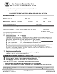 Document preview: Form 587 Request for Duplication Services and File Review - City and County of San Francisco, California