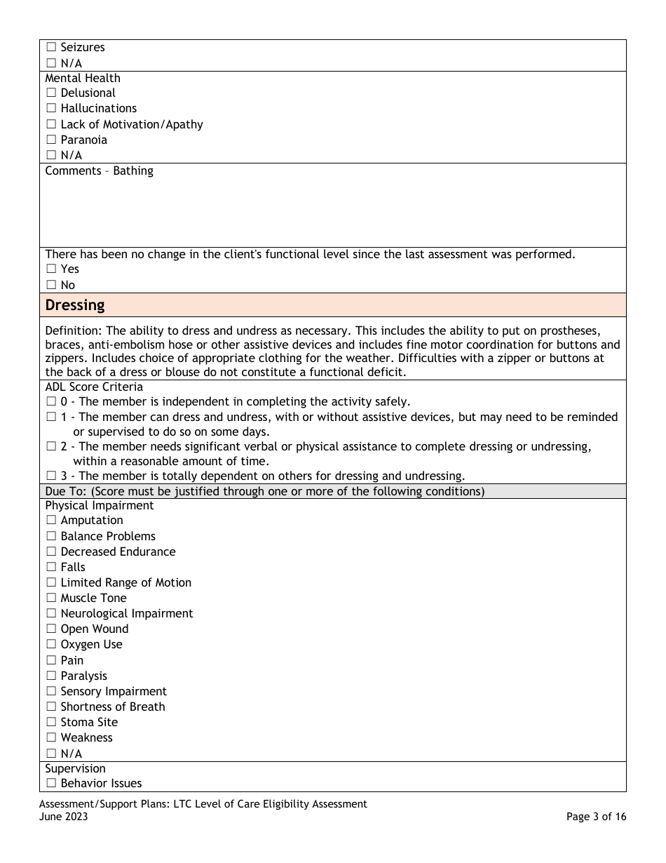Assessment / Support Plans: Ltc Level of Care Eligibility Assessment (Legacy Ultc 100.2) - Colorado, Page 3