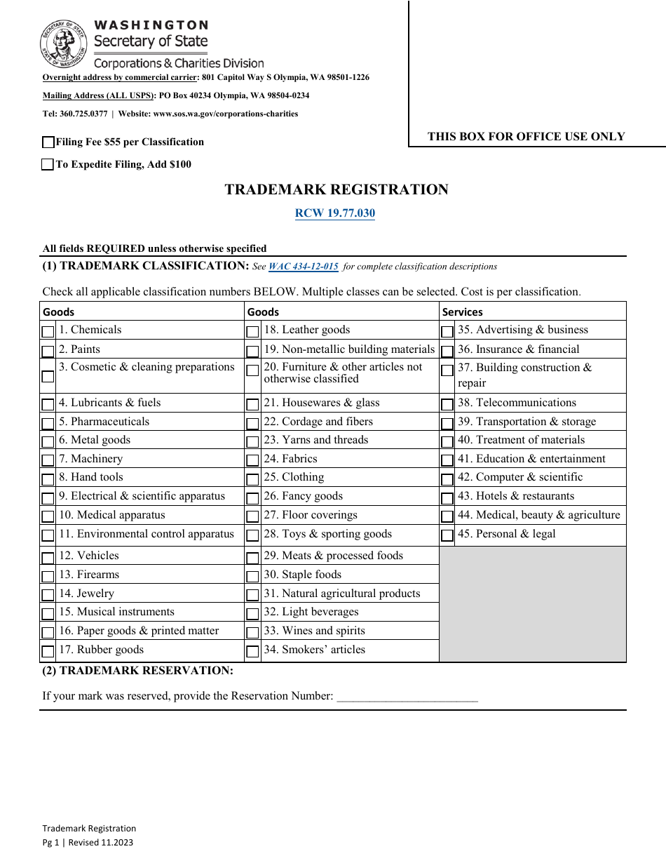 Trademark Registration - Washington, Page 3