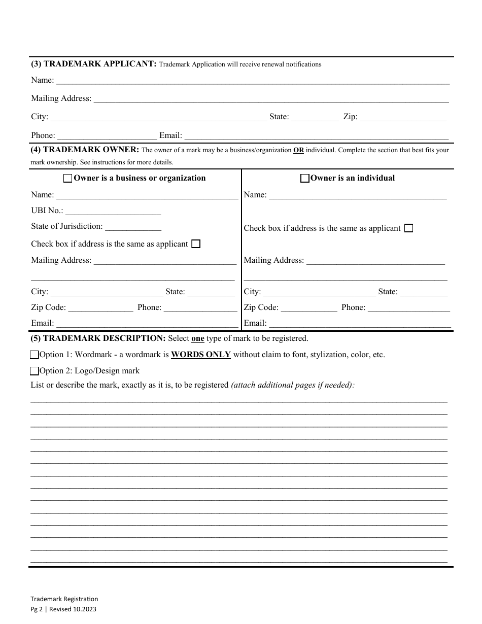 Trademark Registration - Washington, Page 4