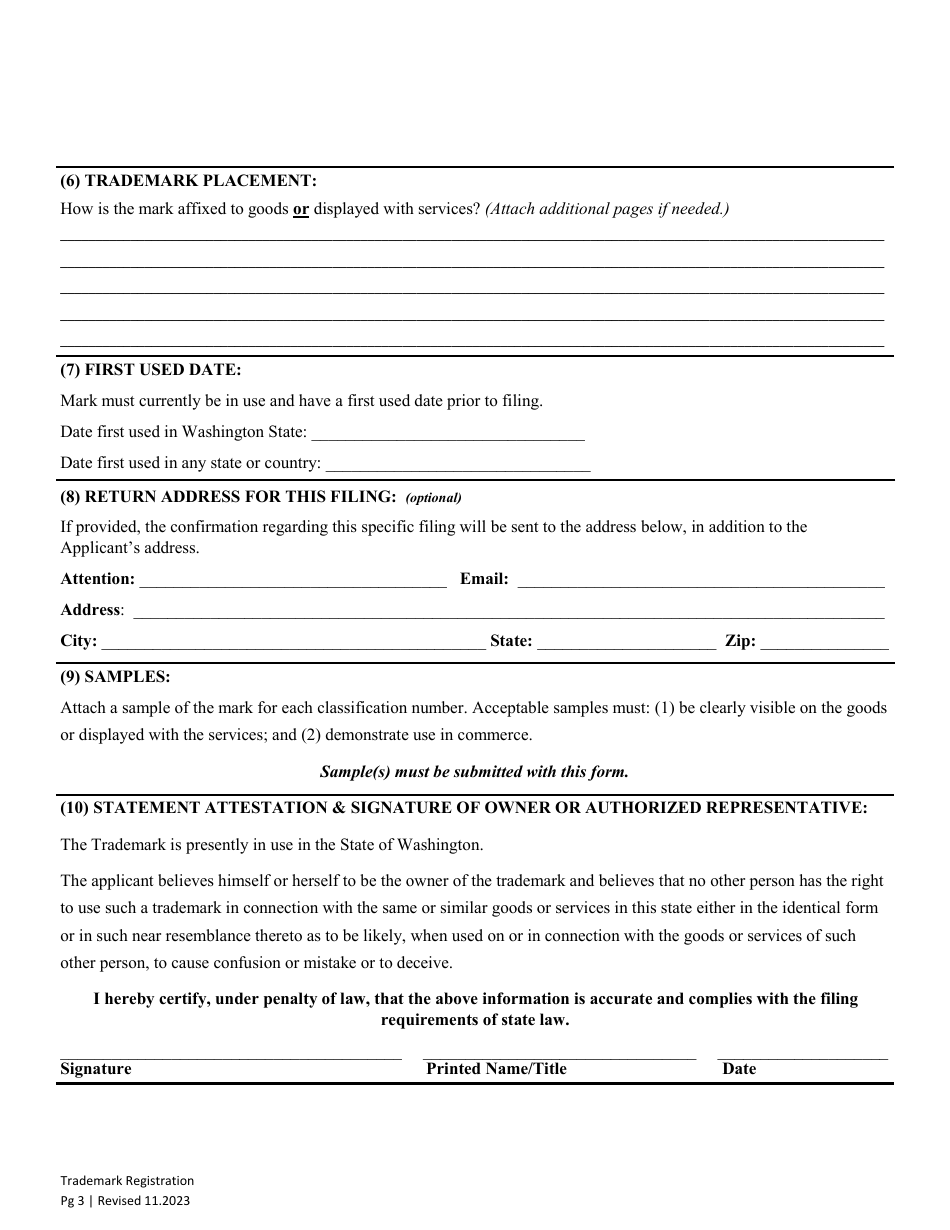 Trademark Registration - Washington, Page 5
