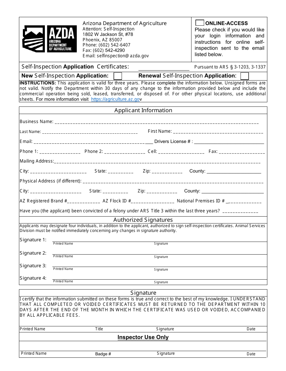 Self-inspection Application - Arizona, Page 2
