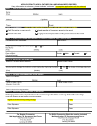 Document preview: Form DCH-0848-CHGBX Application to Add a Father on a Michigan Birth Record - Michigan