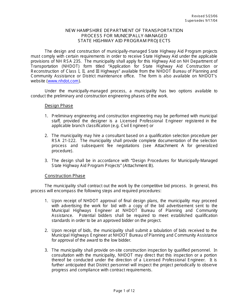 Attachment C Consultant / Contractor Performance Evaluation - New Hampshire, Page 1