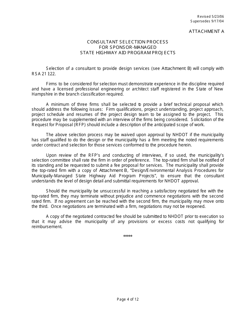 Attachment C Consultant / Contractor Performance Evaluation - New Hampshire, Page 4