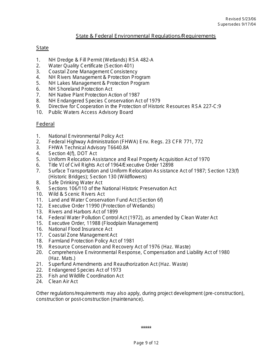 Attachment C Consultant / Contractor Performance Evaluation - New Hampshire, Page 9