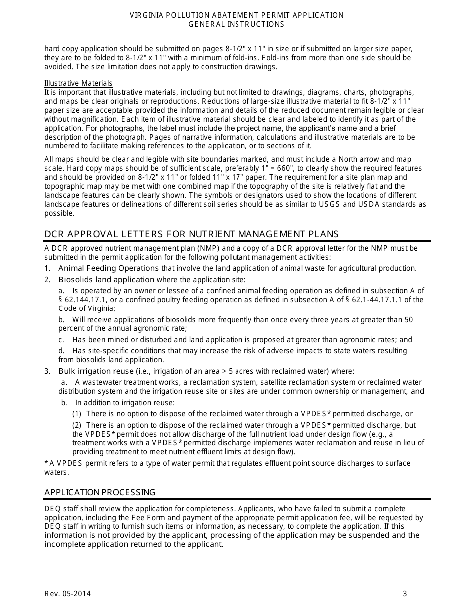 Virginia Pollution Abatement Permit Application General Instructions - Virginia, Page 3