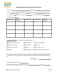 Document preview: Form DH4073 Bacteriological Food Sample Submission Form - Florida
