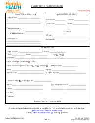 Form DH959 Rabies Test Requisition Form - Florida