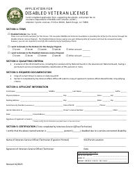 Document preview: Application for Disabled Veteran License - Louisiana