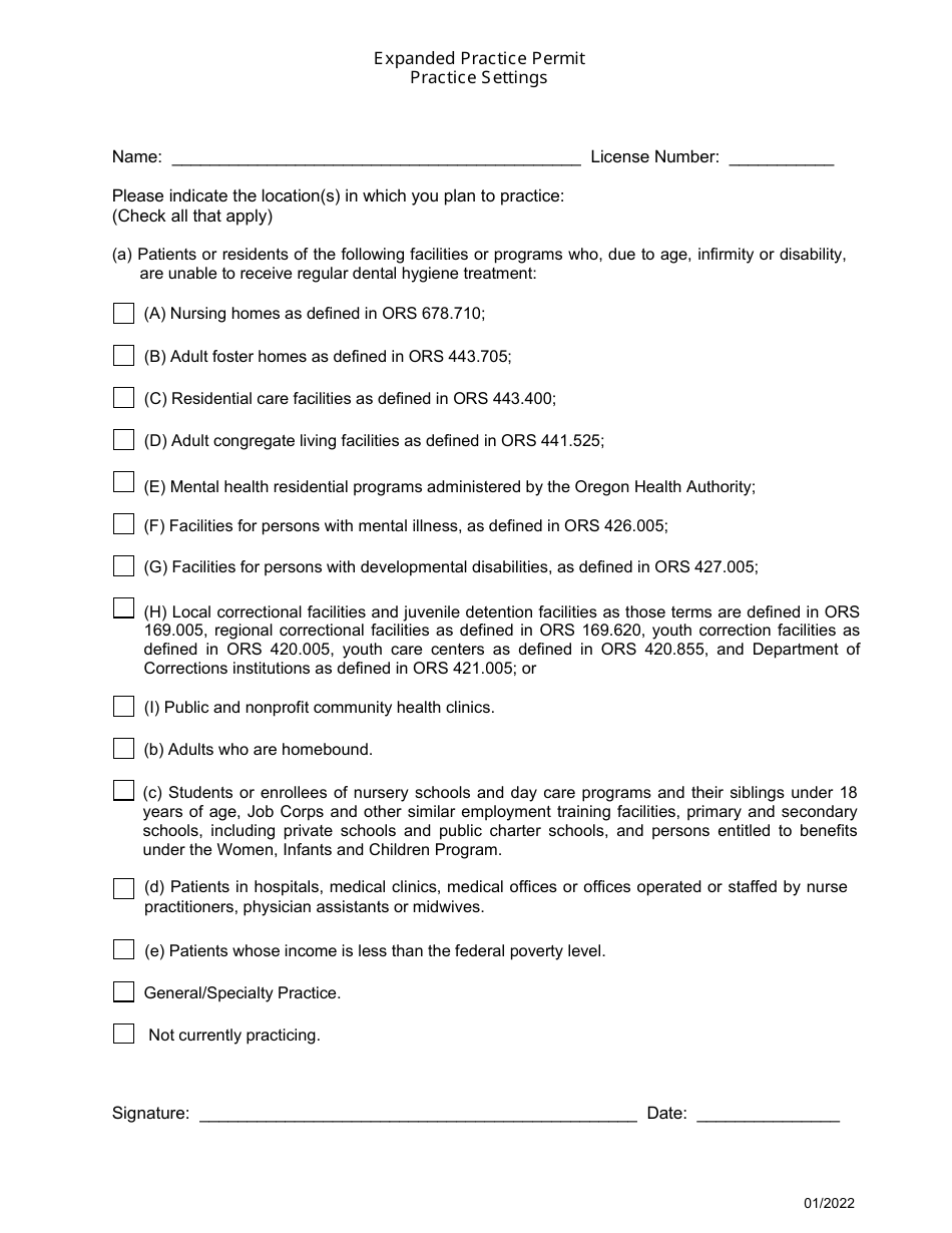 Application for Dental Hygiene Expanded Practice Permit - Pathway 1 - Oregon, Page 4