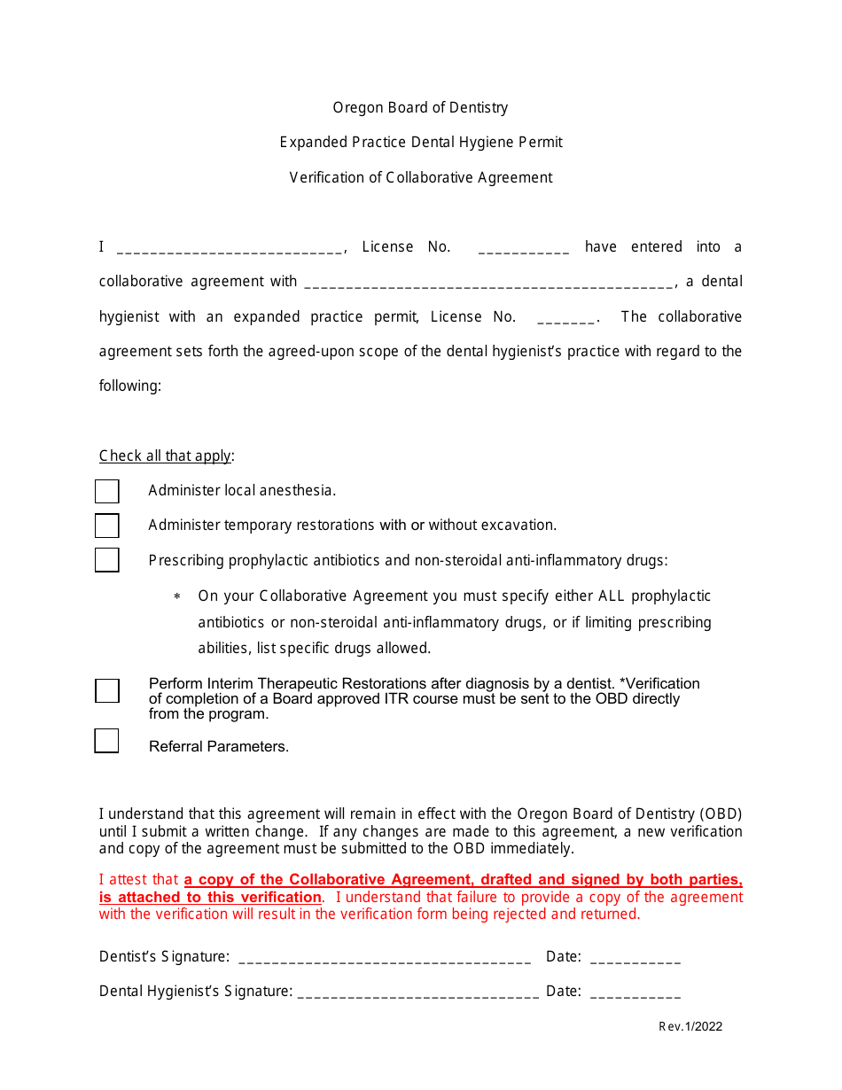 Application for Dental Hygiene Expanded Practice Permit - Pathway 1 - Oregon, Page 7