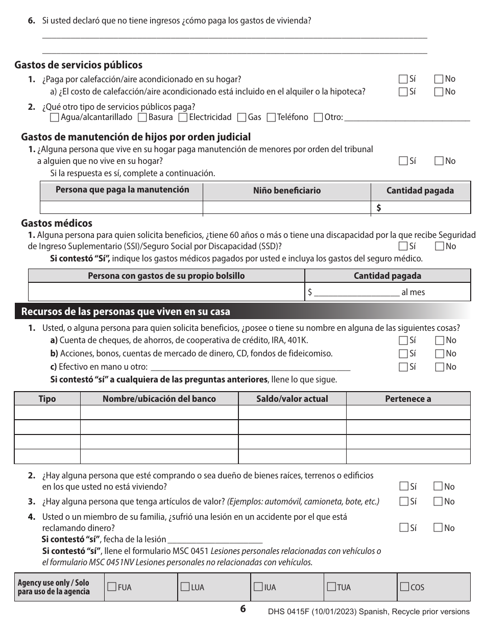 Formulario DHS0415F Solicitud De Servicios - Oregon (Spanish), Page 10