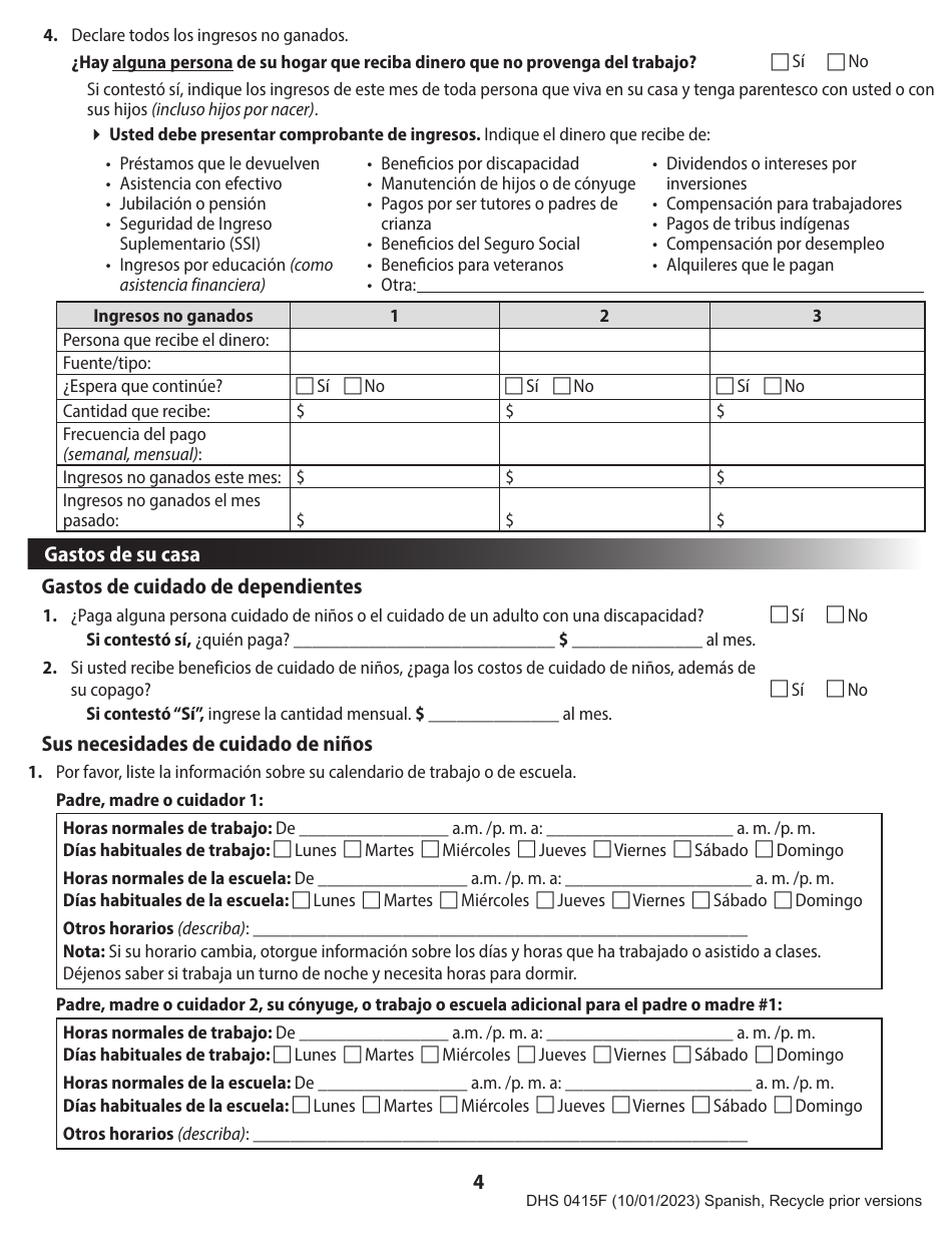 Formulario DHS0415F Solicitud De Servicios - Oregon (Spanish), Page 8