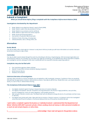 Form CED-020 Compliance Enforcement Complaint - Nevada