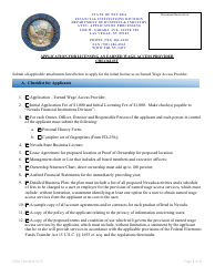Document preview: Application for Licensing an Earned Wage Access Provider Checklist - Nevada