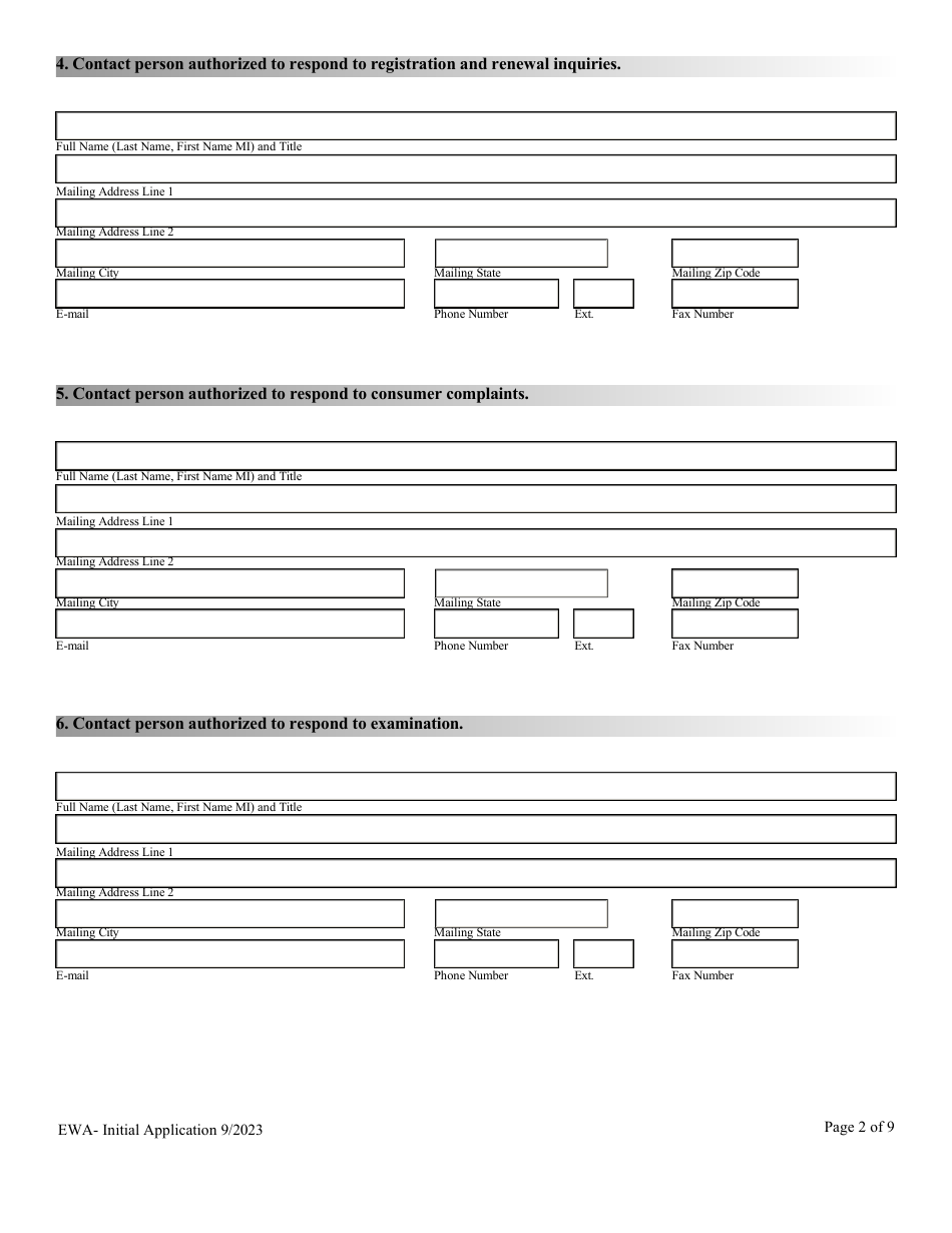 Financial Institutions Application for Licensing / Registration - Earned Wage Access Provider - Nevada, Page 2