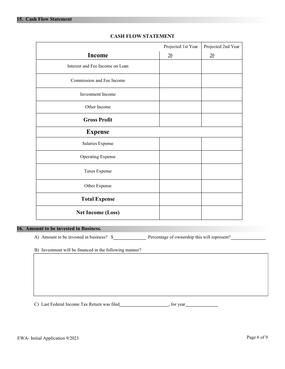 Financial Institutions Application for Licensing / Registration - Earned Wage Access Provider - Nevada, Page 6