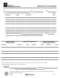 Document preview: Form CS-0836 Medication for Pass/Respite - Tennessee