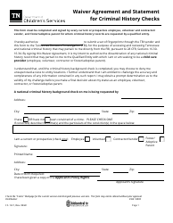 Form CS-1221 Waiver Agreement and Statement for Criminal History Checks - Tennessee