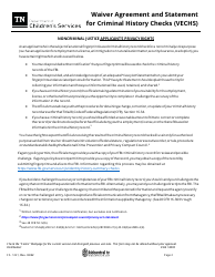 Form CS-1221 Waiver Agreement and Statement for Criminal History Checks - Tennessee, Page 2