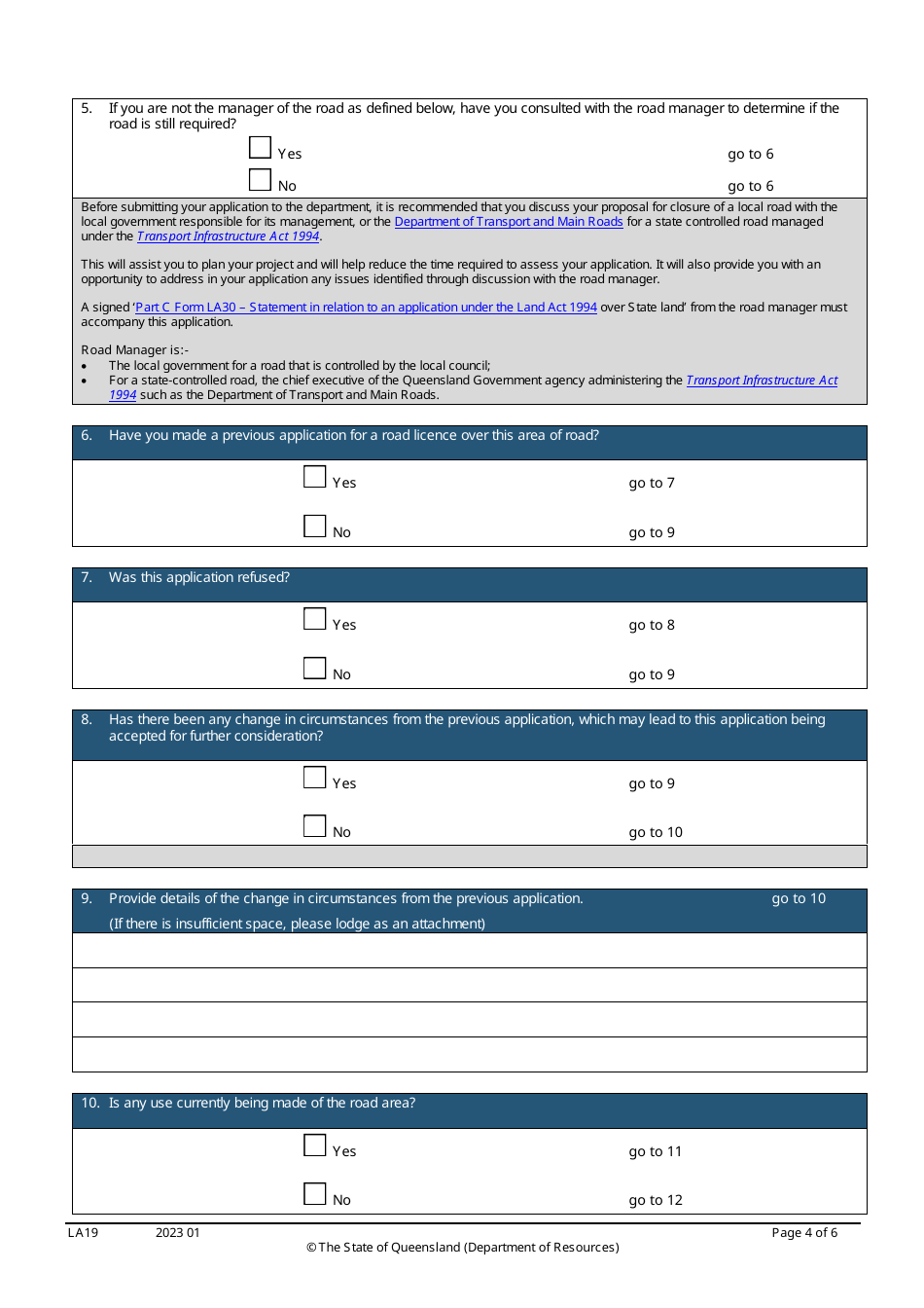 Form LA19 Part B Road Licence Application - Queensland, Australia, Page 4