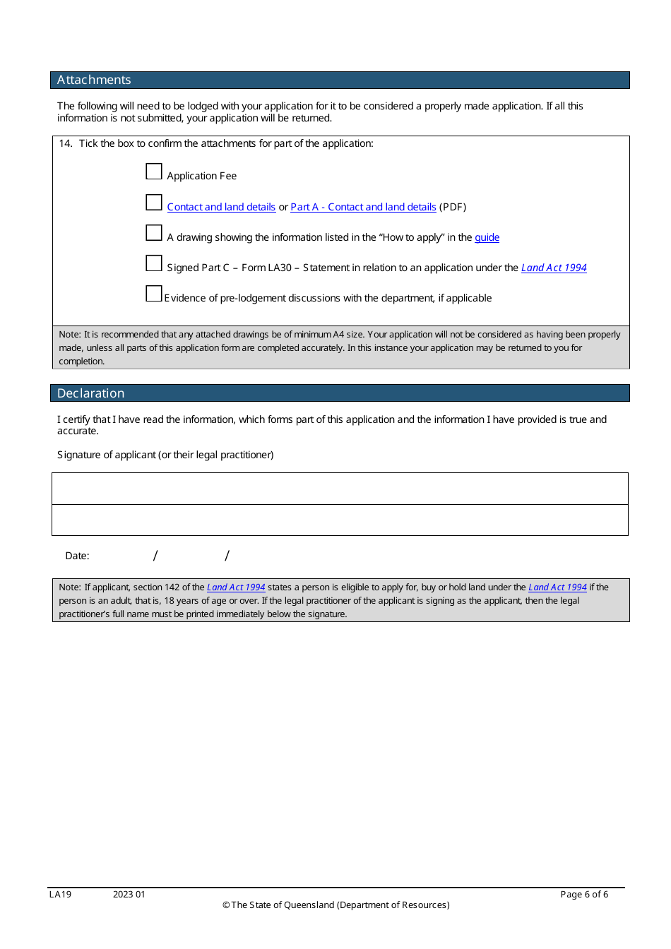 Form LA19 Part B Road Licence Application - Queensland, Australia, Page 6