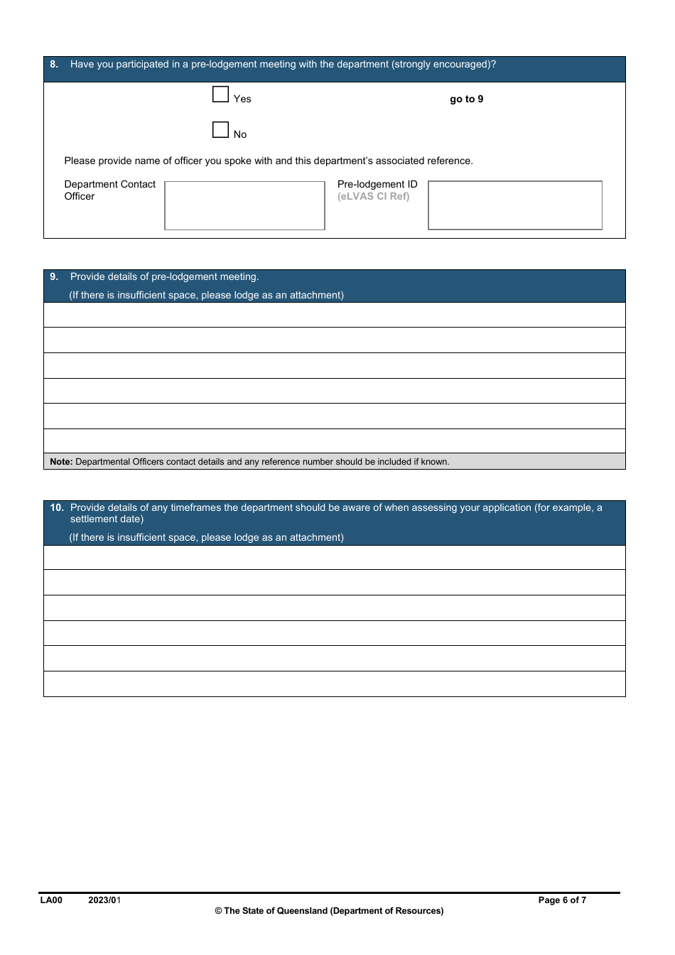 Form LA00 Part A Contact and Land Details - Queensland, Australia, Page 6