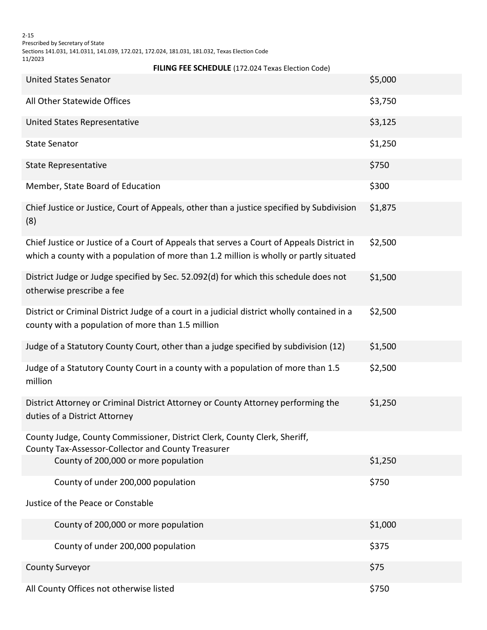 Form 2-15 Judicial Candidate Application for Nomination by Convention - Texas (English / Spanish), Page 4