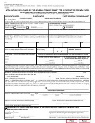 Document preview: Form 2-3 Application for a Place on the General Primary Ballot for a Precinct or County Chair - Texas (English/Spanish)