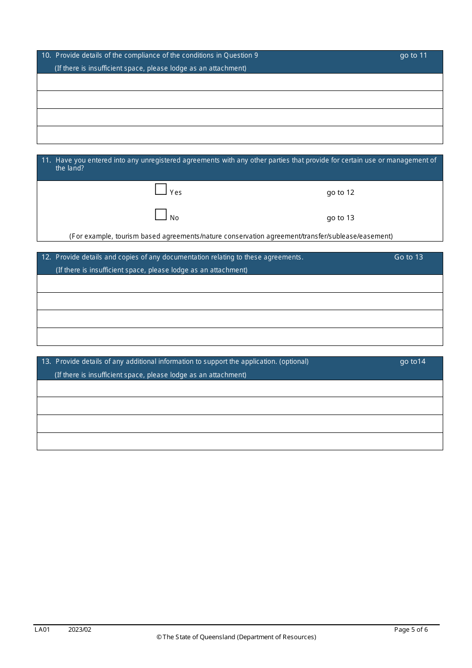Form LA01 Part B Conversion of a Lease Application - Queensland, Australia, Page 5