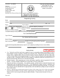 Document preview: Form 2103 Adoption Proceedings Request for Official Certificate or Apostille - Texas