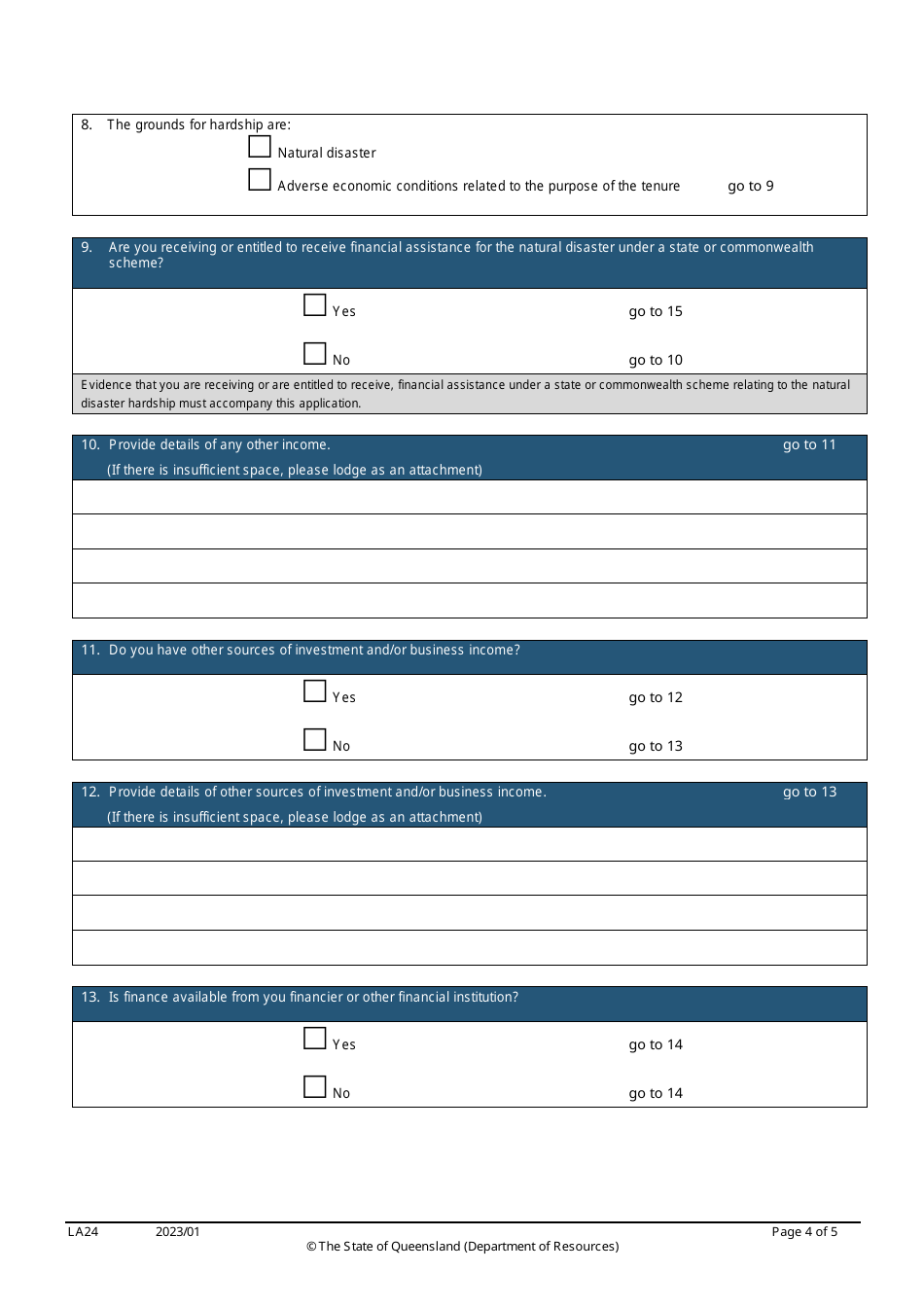 Form LA24 Part B Deferral of Rent or Instalment Application - Queensland, Australia, Page 4