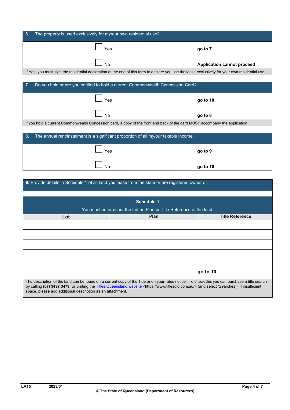 Form LA15 Part B Reduction of Rent or Instalment Application (Residential Leases Only) - Queensland, Australia, Page 4