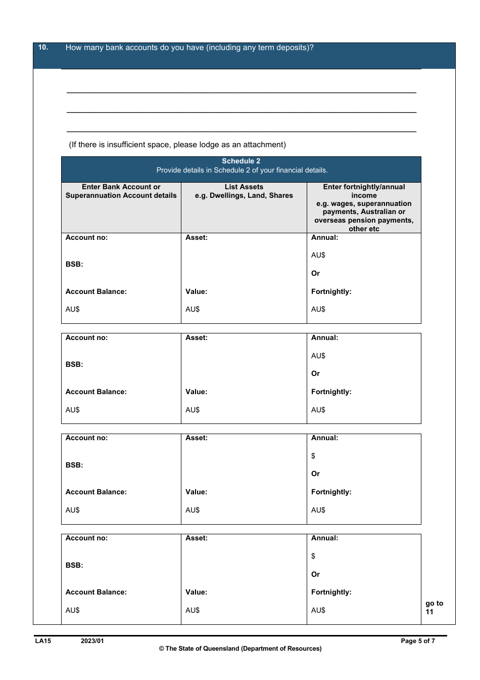 Form LA15 Part B Reduction of Rent or Instalment Application (Residential Leases Only) - Queensland, Australia, Page 5